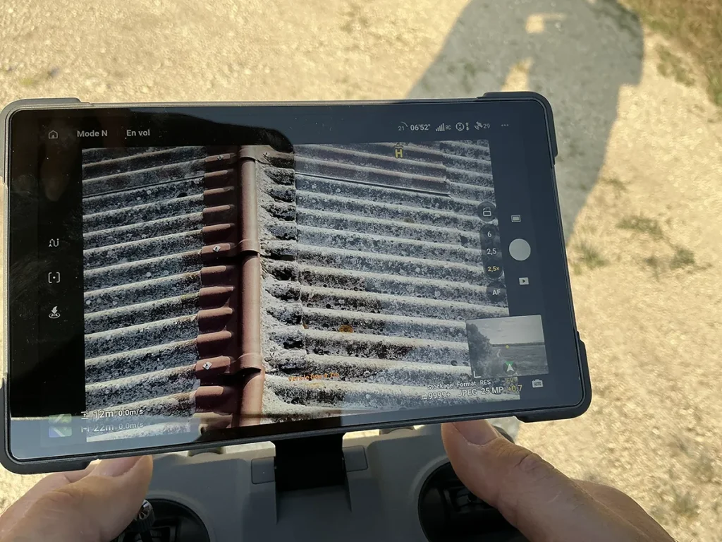Photo aérienne d'une toiture par drone - LRG expertises - Bordeaux